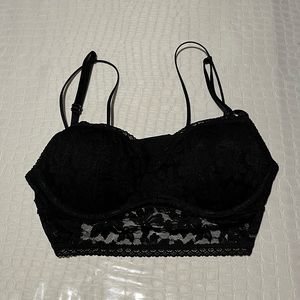Black Floral Lace Pushup Bralette by VS PINK